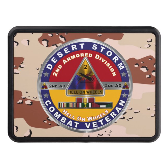 2nd Armoured Division Desert Storm Veteran Trailer Hitch Cover (Front)