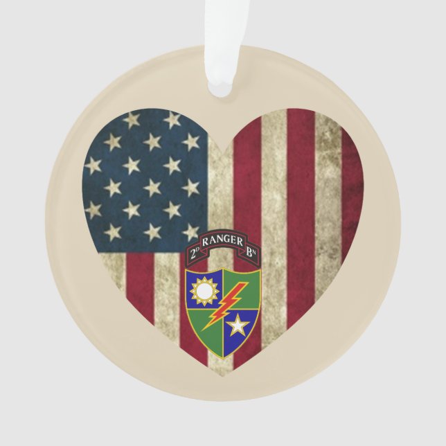 2nd Battalion  75th Ranger Reg American Heart Flag Ornament (Front)