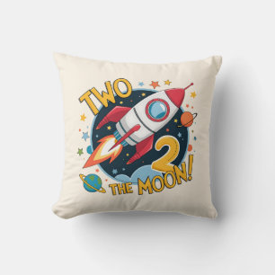 2nd Birthay Two the Moon Throw Pillow