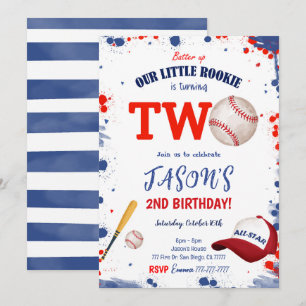 2ND Birthday Baseball Invitation