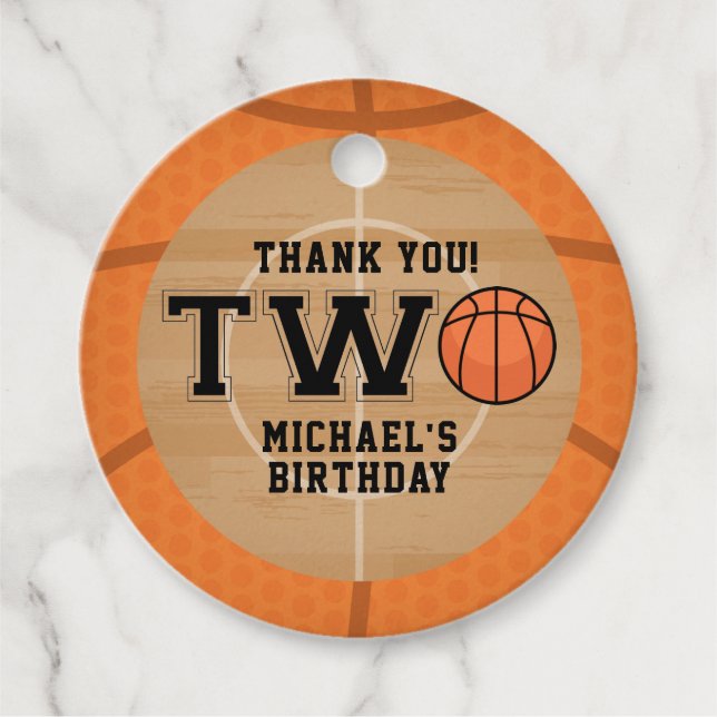 2nd Birthday, Basketball Favour Tags (Front)