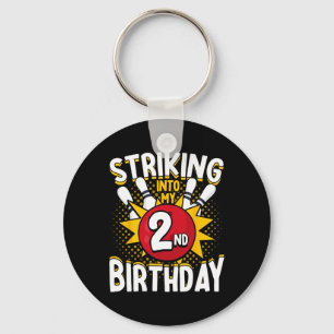 2nd Birthday Bowling Theme Striking Into Birthday Keychain