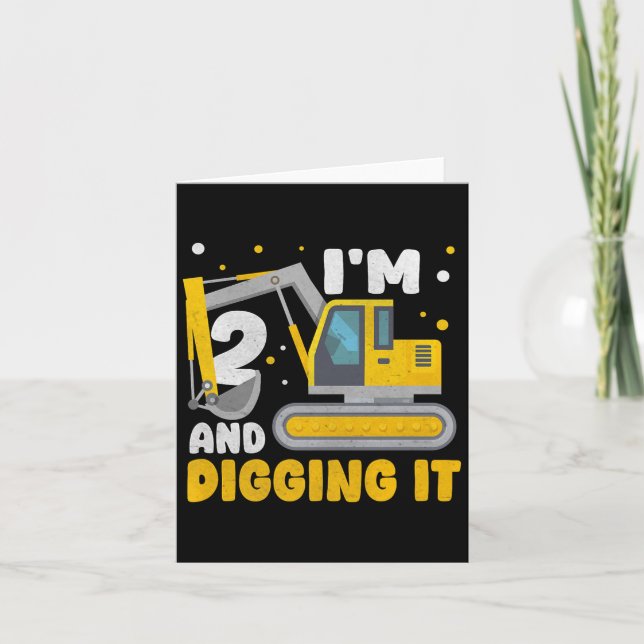 2nd Birthday Boy Digger Boy Construction Happy 2 Y Card (Front)