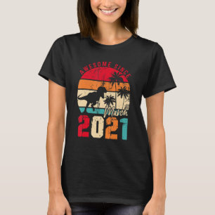 2nd Birthday Boy Dinosaur 2 Year Old Awesome March T-Shirt