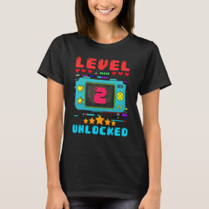 2nd Birthday Boy Level 2 Unlocked Video Gamer Birt T-Shirt