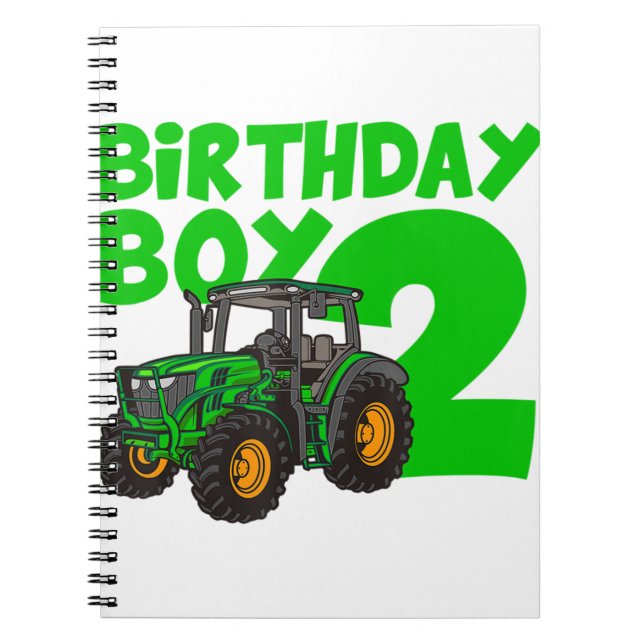 2nd Birthday Boy Tractor Farm 2 Year Old Birthday  Notebook (Front)