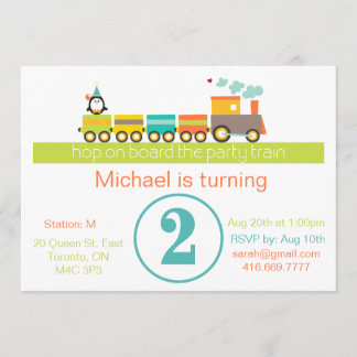 2nd Birthday Boy Train Invitation