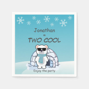 2nd Birthday Boy Two Cool Polar Bear Iglo   Napkin