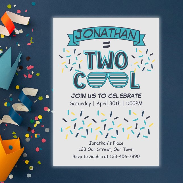 2nd Birthday Boy Two Cool Sunglasses Invitation (Creator Uploaded)