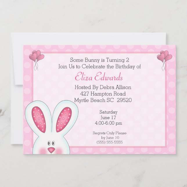 2nd Birthday Bunny Rabbit Birthday Invitation (Front)
