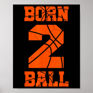 2nd Birthday Bysketbyll Jersey Tee Two 2 Year Old Poster