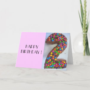 2nd birthday cake pink card