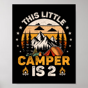 2nd Birthday Camping Party 2 Year Old Girl Boy Cam Poster