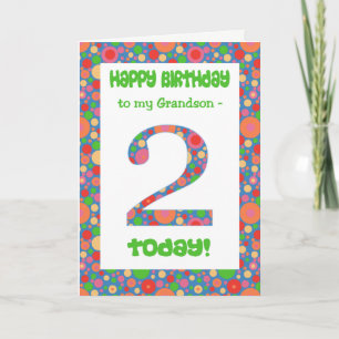 2nd Birthday Card for Grandson, Bright and Bubbly