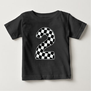 2nd Birthday Chequered Number 2 Car Racing Flag  Baby T-Shirt