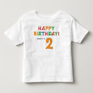 2nd Birthday Colourful Alphabet with First Name Toddler T-shirt