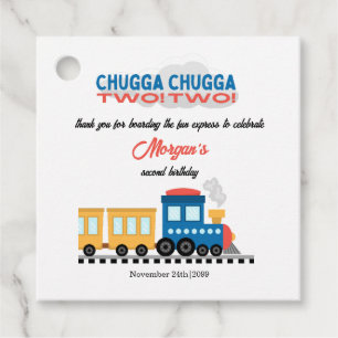 2nd Birthday Colourful Cartoon Train Favour Tags