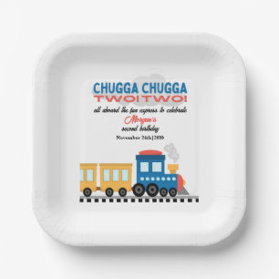 2nd Birthday Colourful Cartoon Train  Paper Plate