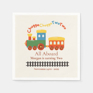 2nd Birthday Colourful Train Chugga Choo Two Napkin