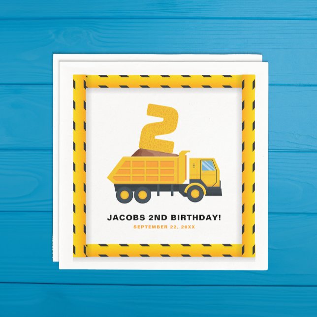 2nd Birthday Construction Party Napkins  (2nd Birthday Party Napkin)