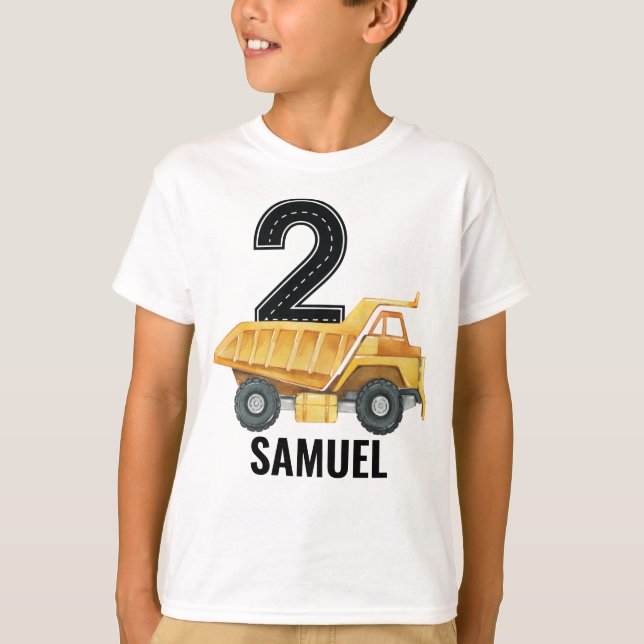 2nd Birthday Construction Truck Dump Truck T-Shirt (Front)