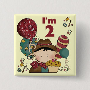 2nd Birthday Cowboy T-shirts and Gifts 2 Inch Square Button