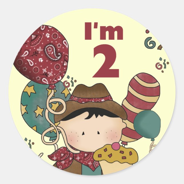 2nd Birthday Cowboy T-shirts and Gifts Classic Round Sticker (Front)