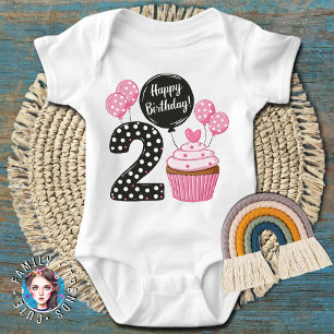 2nd Birthday Cupcake Baby Bodysuit