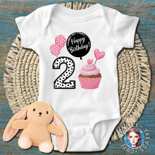 2nd Birthday Cupcake Baby Bodysuit