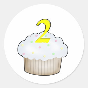 2nd Birthday Cupcake Classic Round Sticker