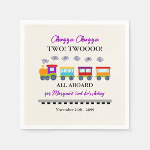 2nd Birthday Cute Colourful Train  Napkin