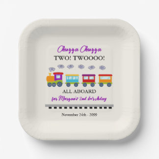 2nd Birthday Cute Colourful Train Paper Plate