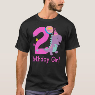 2nd Birthday Dinosaur Girl T-Rex Matching Family P T-Shirt
