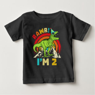  2nd Birthday Dinosaur T Rex Rawr I'm 2 For Boys Baby T-Shirt