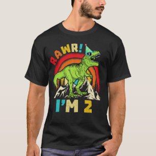  2nd Birthday Dinosaur T Rex Rawr I'm 2 For Boys T-Shirt