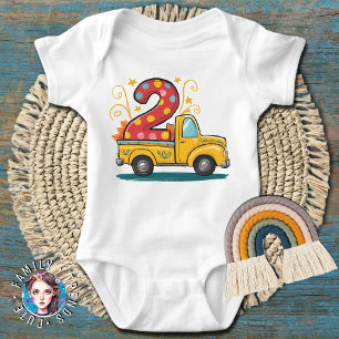 2nd Birthday Dump Truck Baby Bodysuit