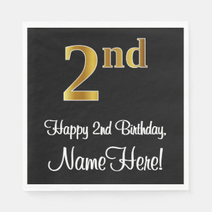2nd Birthday ~ Elegant Luxurious Faux Gold Look # Napkin