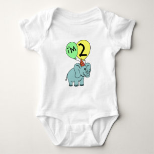 2nd Birthday Elephant Baby Bodysuit
