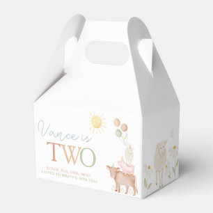 2nd Birthday Farm Animals Barnyard Party Boys Favor Box