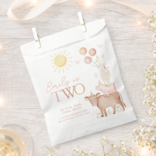 2nd Birthday Farm Animals Barnyard Party Girls Favour Bag
