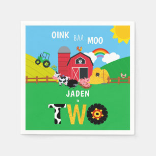 2nd Birthday Farm Barn Animals Oink Baa Moo Napkin