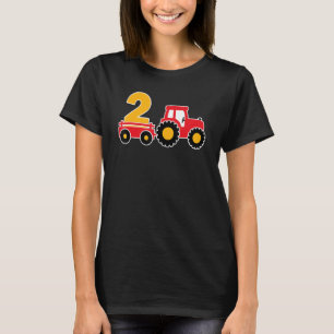2nd Birthday Farm Tractor Theme Farmer Boy 2 Years T-Shirt