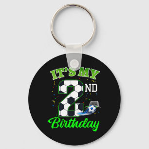 2nd Birthday Football Boy Girl Kids Soccer Sports Keychain