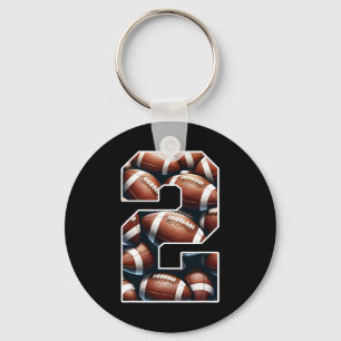 2nd Birthday Football Boy Shirt 2 Year Old Field P Keychain