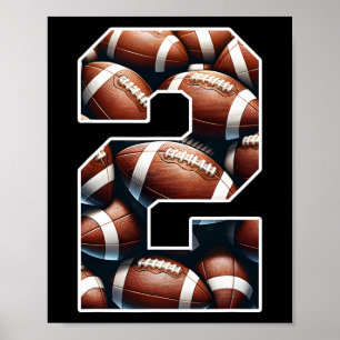 2nd Birthday Football Boy Shirt 2 Year Old Field P Poster