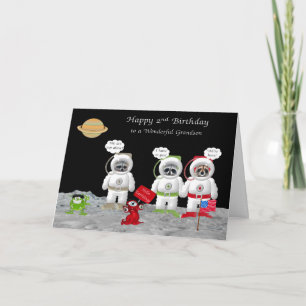 2nd Birthday For Grandson Greeting Cards