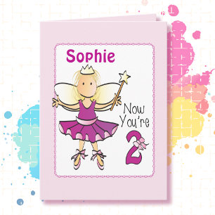 2nd Birthday for Her Pink Ballerina Personalized  Card