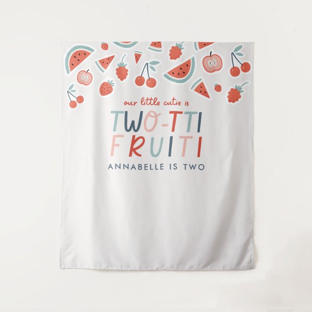 2nd birthday fruit red summer children's party tapestry (Front)