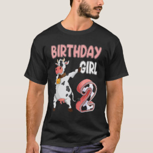 2nd Birthday Girl Cow 2 years old Girl Cow Farm ba T-Shirt