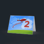 2nd Birthday Grandson Red Airplane Card<br><div class="desc">A red airplane is ready to land as it zooms in the sky over the number 2. The word grandson is written in the curve of the flying plane. Delight your grandson with this airplane card on his 2nd birthday!</div>